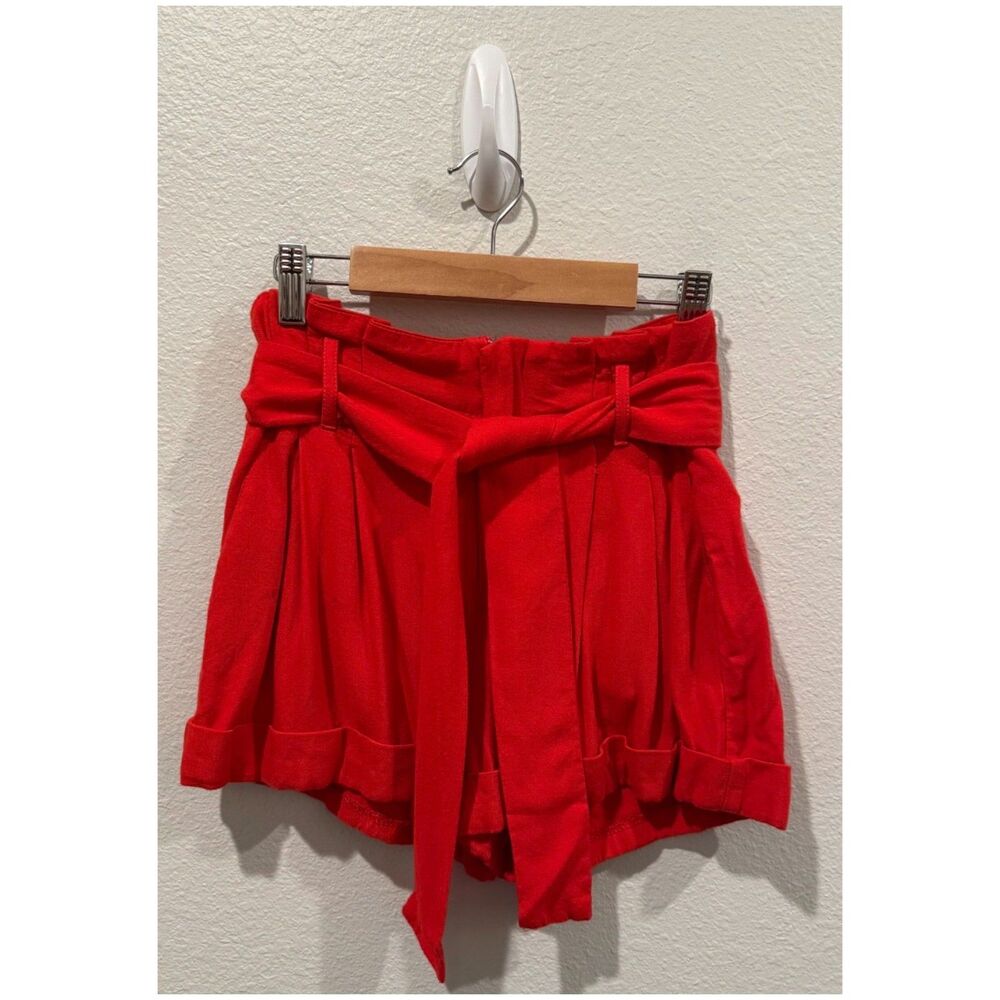 SPARKLE AND FADE High-Waisted Red Paperbag Shorts